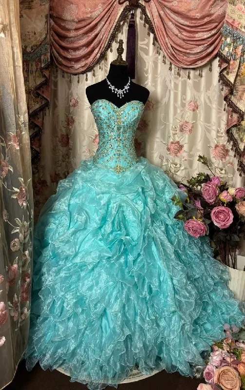 Instant Discount Blue Sweetheart A-Line Organza Vintage Long Party Dress Evening Gown, DP4509 Instant Discount Blue Sweetheart A-Line Organza Vintage Long Party Dress Evening Gown, DP4509