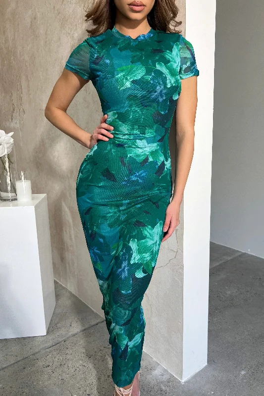 Exclusive Deal OTTILIE (LONG) DRESS - MULTI GREEN