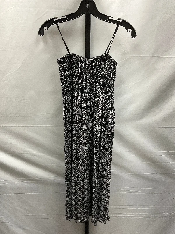 Shop and Save Black & White Dress Casual Midi Clothes Mentor, Size L