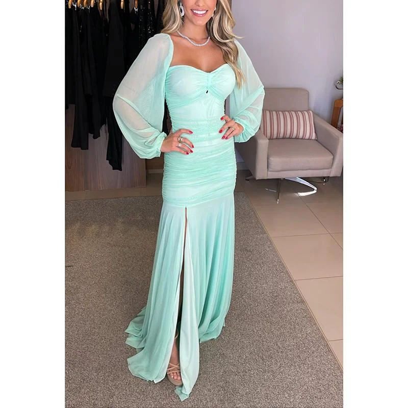 Big Discounts Mint Green Sweatheart Chiffon Long Party Dress Wedding Guest Dress, DP2122