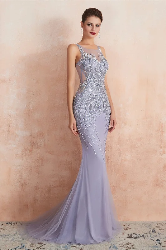 Super Sale Boutique Mermaid Beading Long Lavender Prom Dress