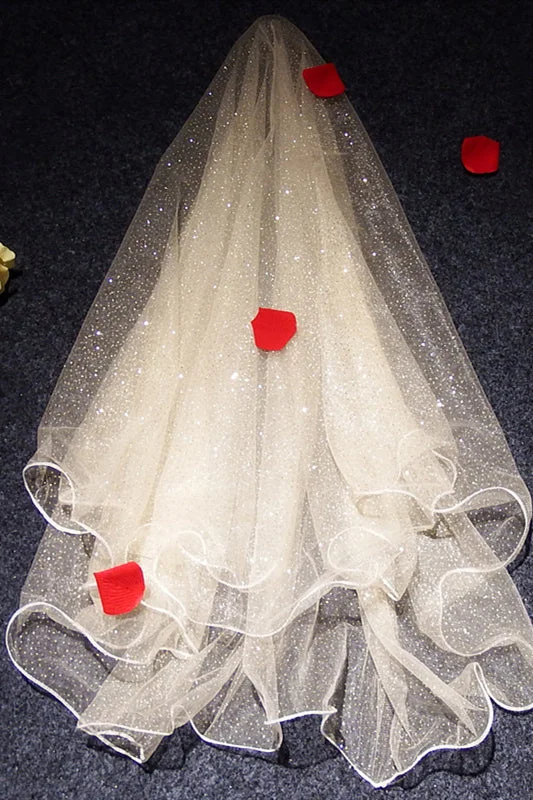 Instant Savings Glitter Crimping Fairy Champagne Bridal Veil