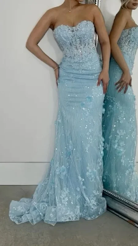 Take Advantage Sparkly Blue Mermaid Tulle Appliques Evening Gown Formal Prom Dress Y7871 Take Advantage Sparkly Blue Mermaid Tulle Appliques Evening Gown Formal Prom Dress Y7871