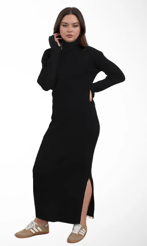 Get It Before It’s Gone Women Tight Dress Turtle Neck (Black)