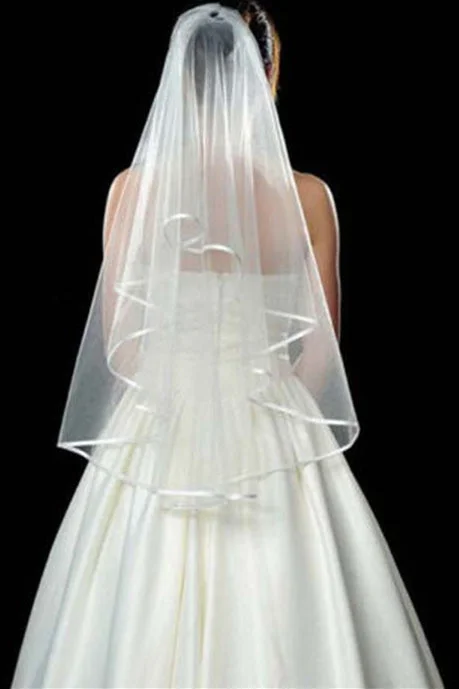 Weekend Flash Sale Hot-Selling Double Layered White Bridal Veil with Comb