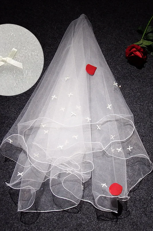 Customer Appreciation Sale Crimping Lucky Knot White Bridal Veil