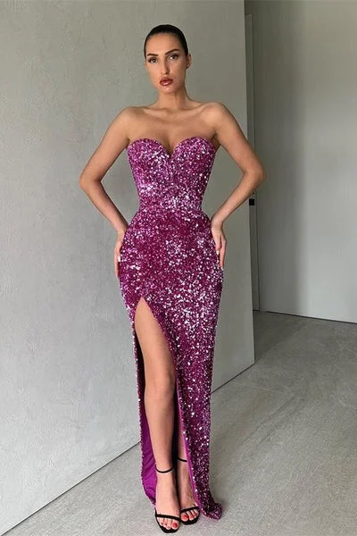 Final Markdown Elegant Long Mermaid Sweetheart Sequins Formal Prom Dress with Slit, DP2211