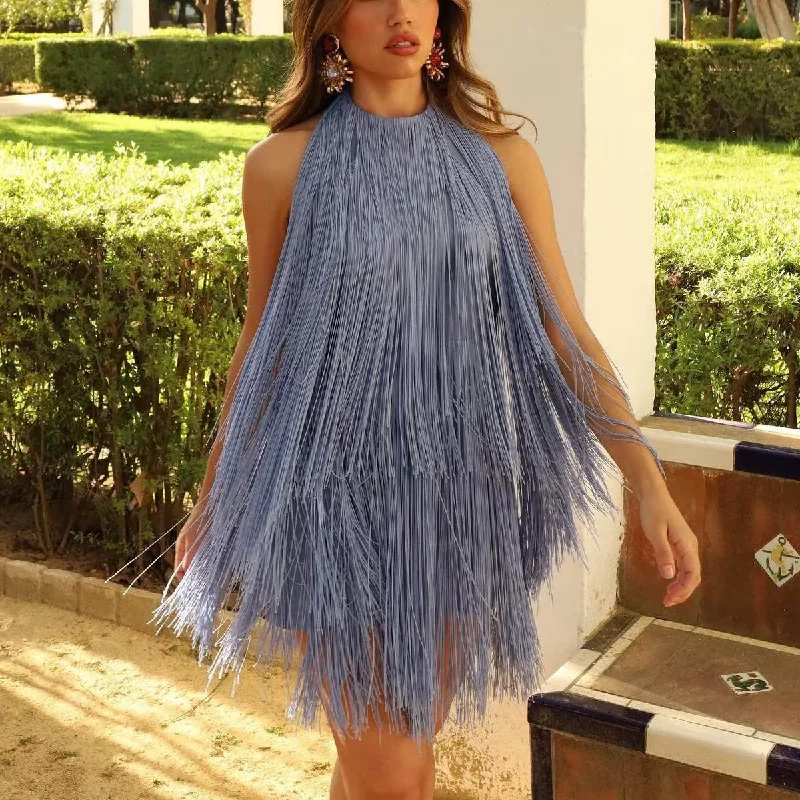 Holiday Sale KittenAlarm - Aylin Layered Fringed Flapper Mini Dress