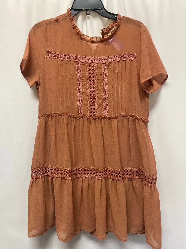 Anniversary Sale Brown Dress Casual Midi Entro, Size M