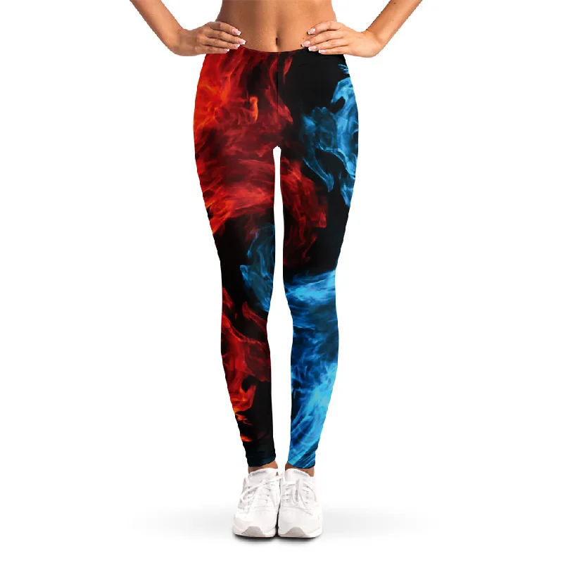 Buy Now Red And Blue Twin Flame Print Women's Leggings