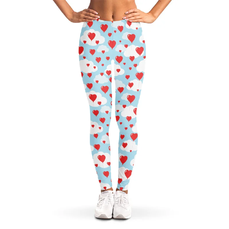 Huge Savings Red Heart Balloon Pattern Print Women's Leggings