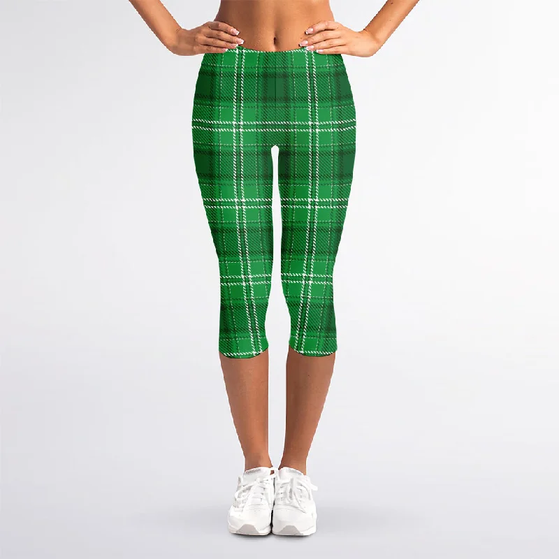 Buy Now Saint Patrick's Day Tartan Print Women's Capri Leggings