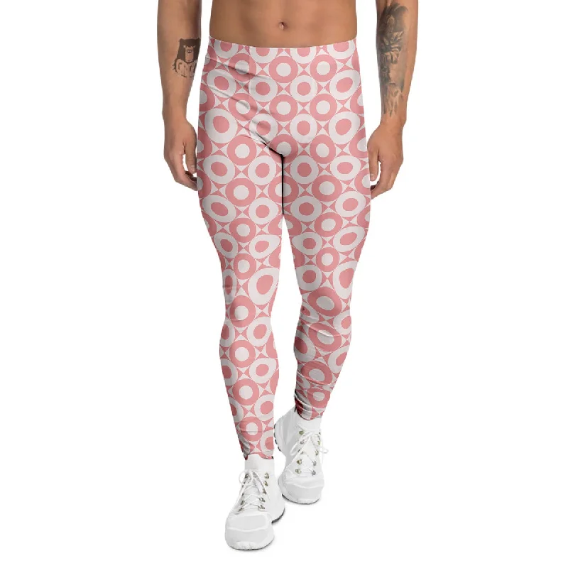 Huge Discounts Sweet Pink Round And Square Print Pattern Men's Leggings