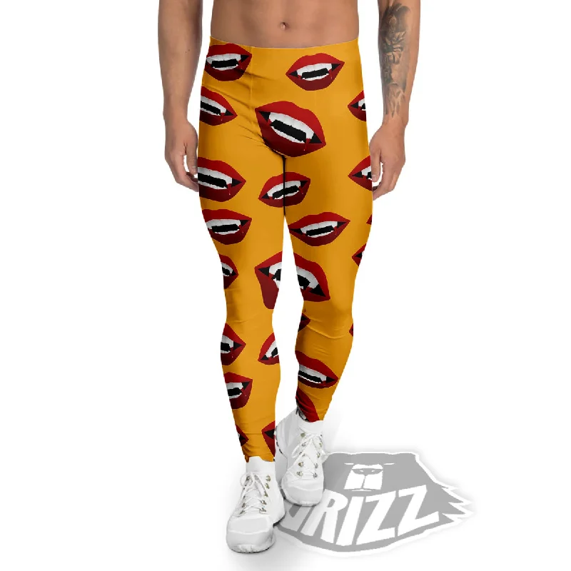 Deep Discounts Vampire Lips Halloween Print Pattern Men's Leggings