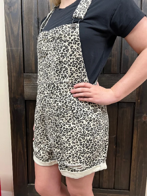 Customer Appreciation Sale Cheetah Denim Overall Romper
