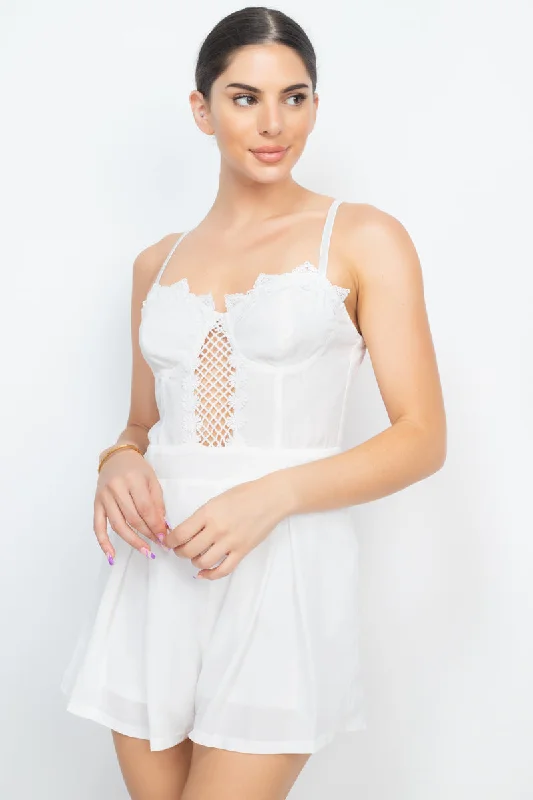Exclusive Preview Cinched Zip Sweetheart Pleated Romper