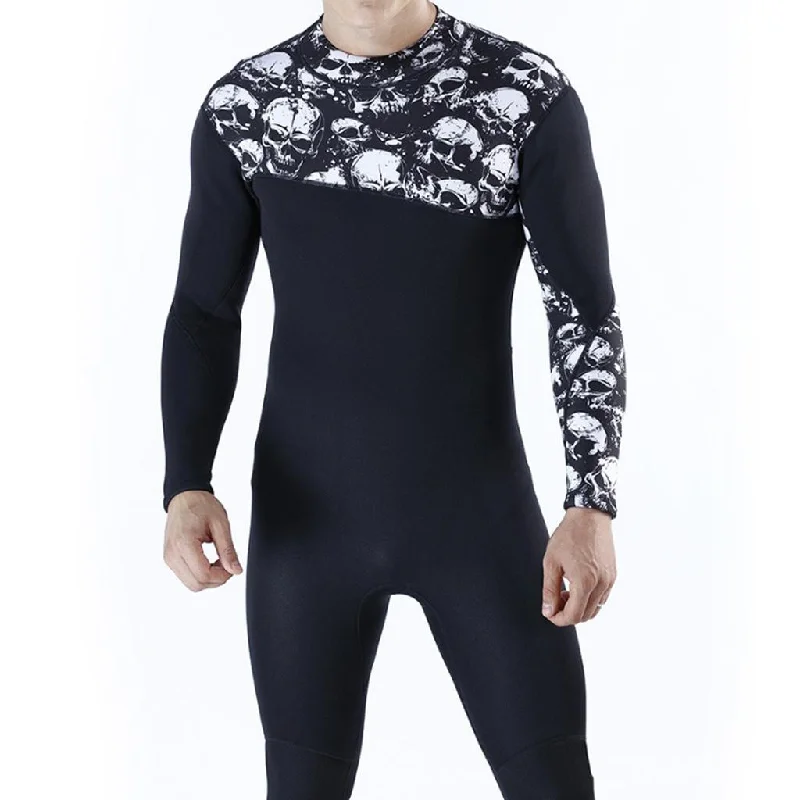 Anniversary Sale Maxbell Men 3mm Diving Wetsuit One-Piece Long Sleeve Wet Suit Jumpsuit Skull S