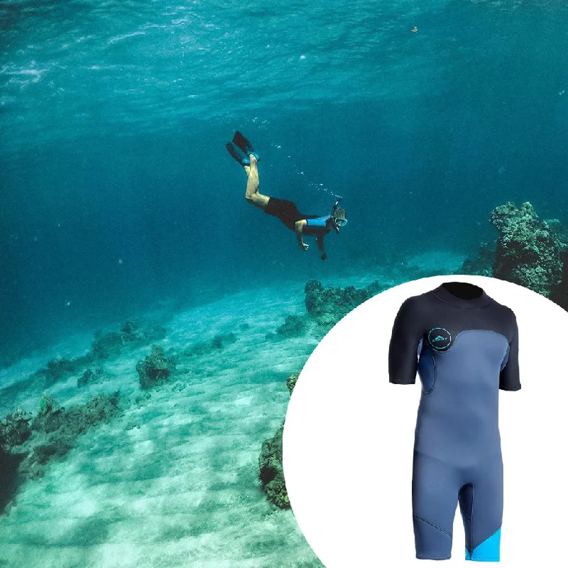 Early Access Maxbell Mens 2mm Shorty Wetsuit Diving Snorkeling Swimming Scuba Dive Suit Jumpsuit Blue and Black XXL